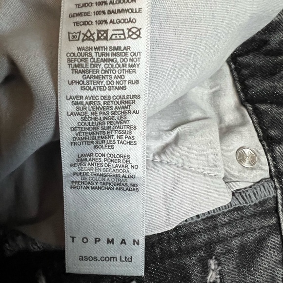 TOPMAN SLIM DENIM BUTTON FLY SHORT IN GREY RAW HEM 28 - Picture 6 of 7